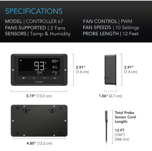 7 Controller 67 Smart Bluetooth Fan Controller with Temperature Humidity Timer Controls for Cloudline Airlift Cloud Ray