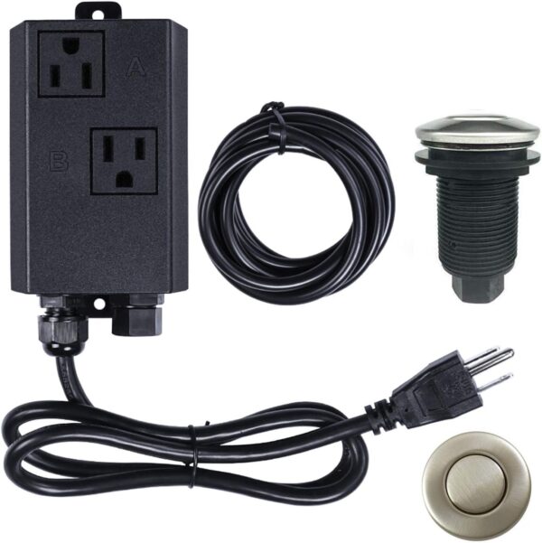 Garbage Disposal Air Switch Kit Sink Top Waste Disposal Dual Outlet Brushed