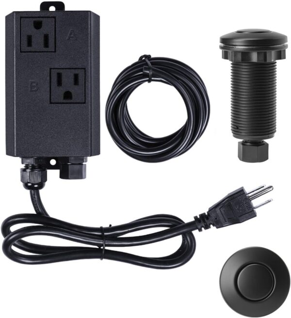 Garbage Disposal Air Switch Kit Sink Top Waste Disposal Dual Outlet long Stainless Steel Black