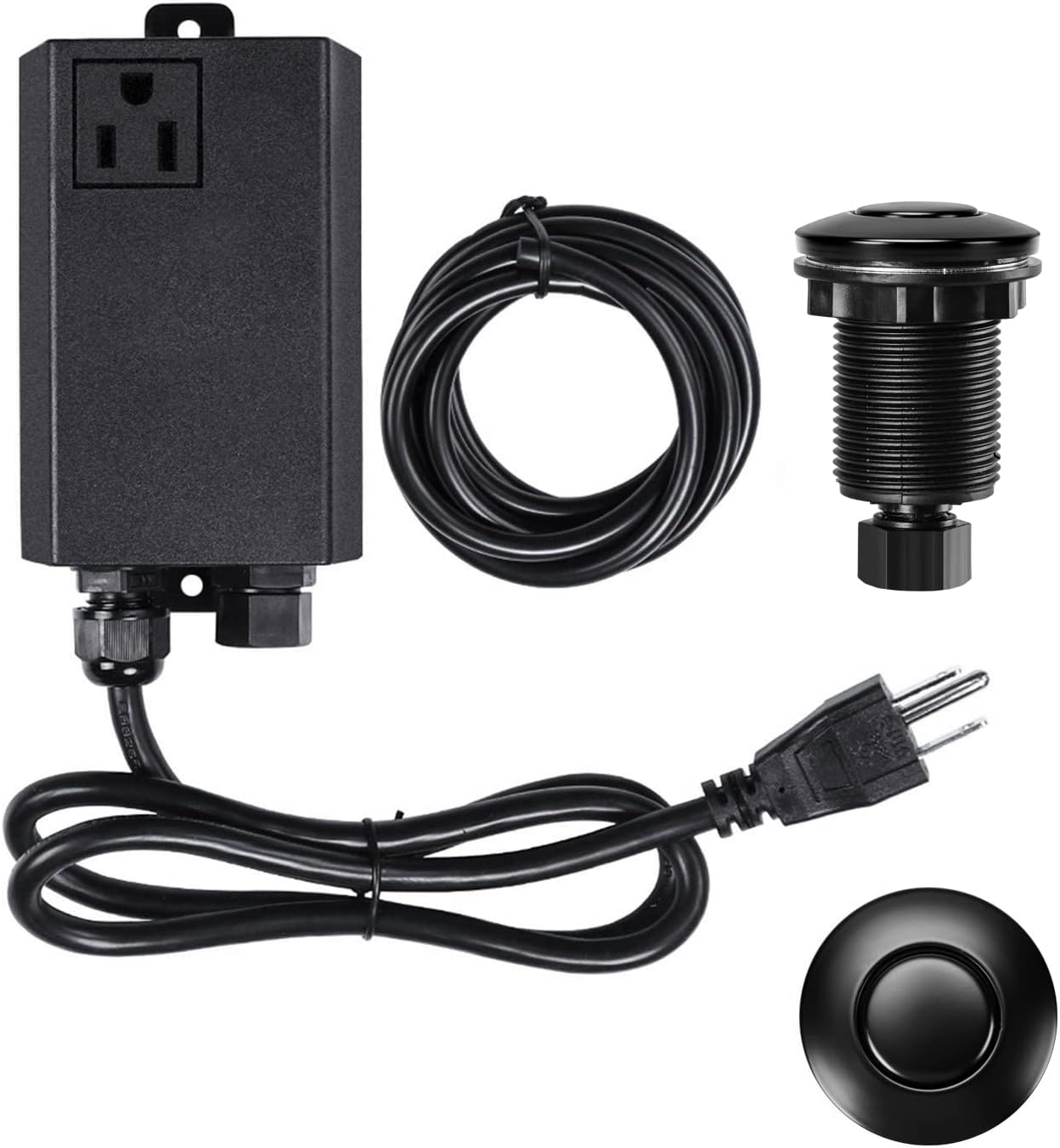 Garbage Disposal Air Switch Kit Sink Top Waste Disposal Single Outlet Stainless Steel Black