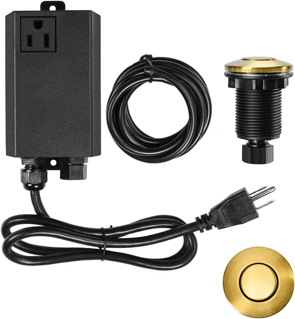 Garbage Disposal Air Switch Kit Sink Top Waste Disposal Single Outlet Stainless Steel Brushed Gold