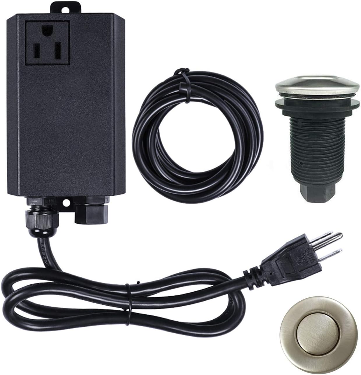 Garbage Disposal Air Switch Kit Sink Top Waste Disposal Single Outlet Stainless Steel Brushed