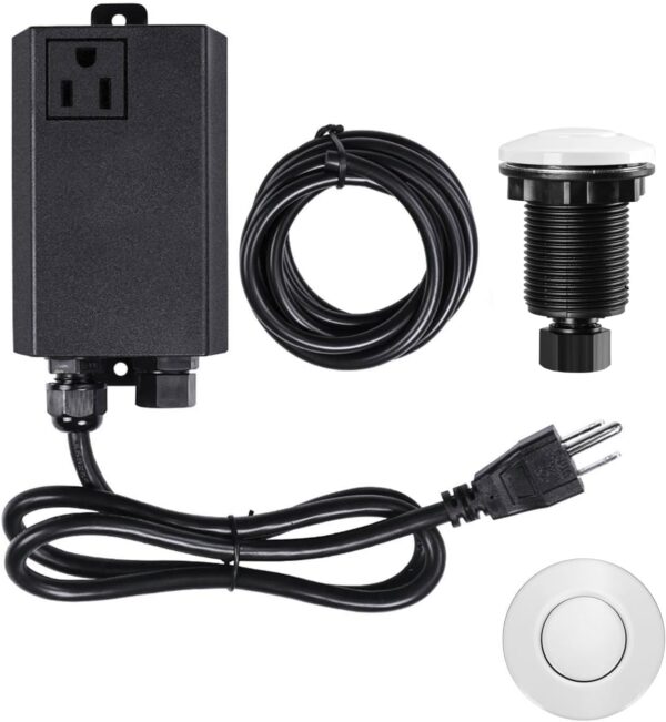 Garbage Disposal Air Switch Kit Sink Top Waste Disposal Single Outlet Stainless Steel White