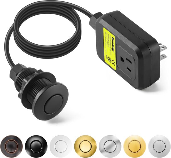 Garbage Disposal Air Switch Kit Sink Top Waste Short Stainless Steel Black